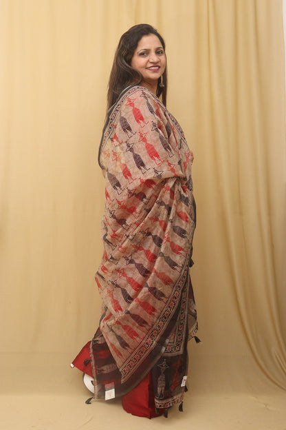 Multicolor Chanderi Silk Dupatta With Elegant Tassel : Timeless Fashion - Luxurion World