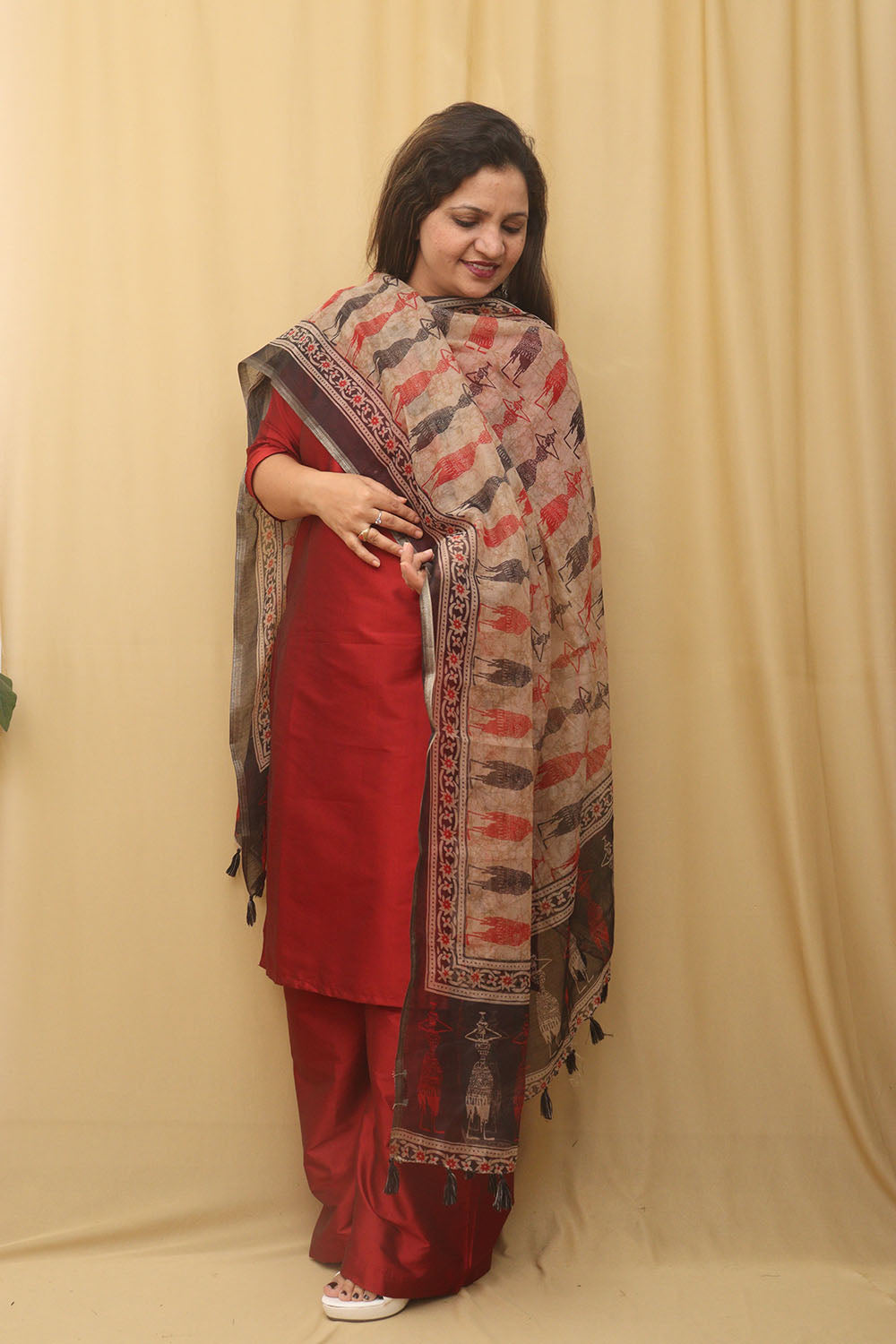 Multicolor Chanderi Silk Dupatta With Elegant Tassel : Timeless Fashion - Luxurion World