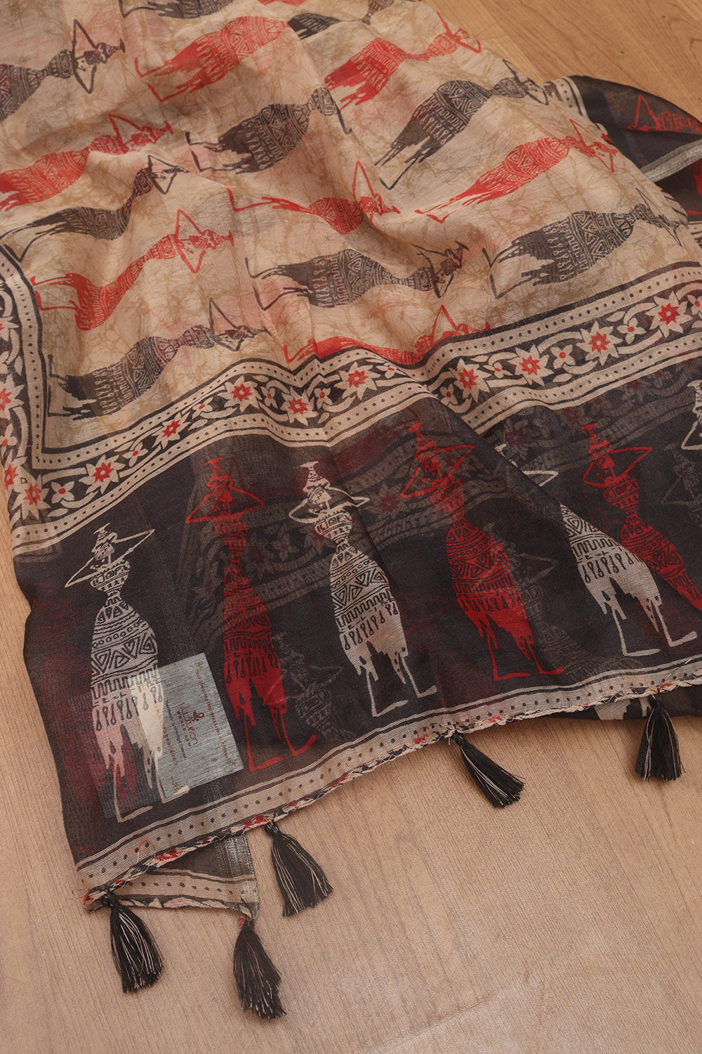 Multicolor Chanderi Silk Dupatta With Elegant Tassel : Timeless Fashion - Luxurion World