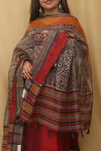 Vibrant Multicolor Block Printed Chanderi Silk Dupatta: A Kaleidoscope of Style - Luxurion World