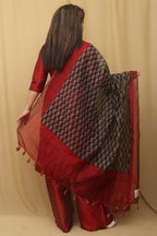 Elegant Black Block Printed Chanderi Silk Dupatta - Luxurion World