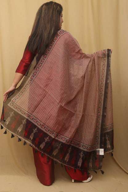 Vibrant Multicolor Block Printed Chanderi Silk Dupatta: A Fusion of Elegance and Tradition - Luxurion World