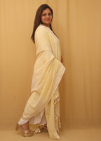Yellow Embroidered Chikankari Georgette Dupatta - Luxurion World