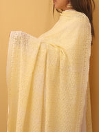 Yellow Embroidered Chikankari Georgette Dupatta - Luxurion World