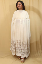 Dyeable Hand Embroidered Georgette Dupatta with Mukaish work - Luxurion World- Crafted Heirlooms
