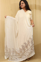 Dyeable Hand Embroidered Georgette Dupatta with Mukaish work - Luxurion World- Crafted Heirlooms