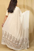 Dyeable Hand Embroidered Georgette Dupatta with Mukaish work - Luxurion World- Crafted Heirlooms