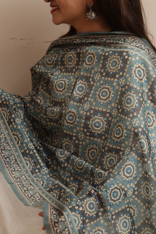 LUXURION WORLD - Multicolor Digital Printed Chanderi Dupatta with Handcrafted Tassels – Traditional Wear for Women, Lightweight & Elegant - Luxurion World