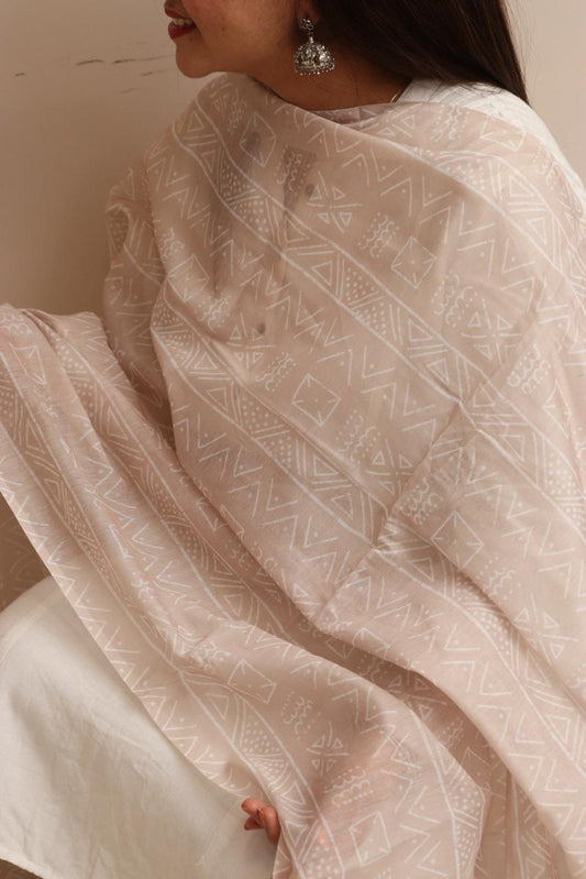 LUXURION WORLD - Cream Digital Printed Chanderi Dupatta with Handcrafted Tassels – Traditional Wear for Women, Lightweight & Elegant - Luxurion World