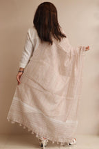 LUXURION WORLD - Cream Digital Printed Chanderi Dupatta with Handcrafted Tassels â€“ Traditional Wear for Women, Lightweight & Elegant - Luxurion World