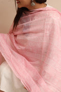 Luxurion World- Crafted Heirlooms - Pink Digital Printed Chanderi Dupatta with Handcrafted Tassels â€“ Traditional Wear for Women, Lightweight & Elegant - Luxurion World- Crafted Heirlooms