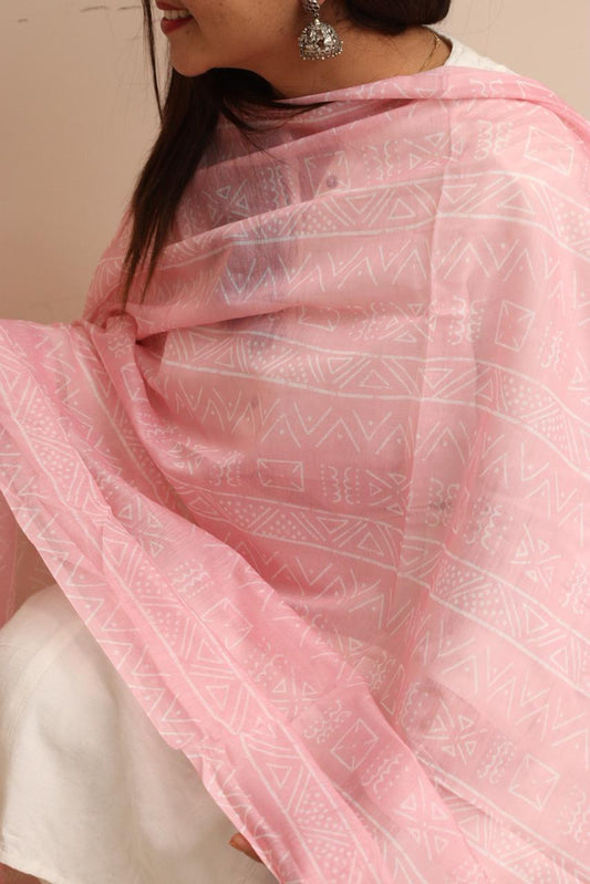 LUXURION WORLD - Pink Digital Printed Chanderi Dupatta with Handcrafted Tassels – Traditional Wear for Women, Lightweight & Elegant - Luxurion World