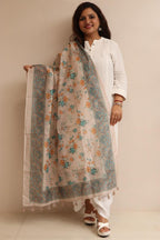 Luxurion World- Crafted Heirlooms - Pastel Digital Printed Chanderi Dupatta with Handcrafted Tassels â€“ Traditional Wear for Women, Lightweight & Elegant - Luxurion World- Crafted Heirlooms