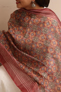 LUXURION WORLD - Maroon Digital Printed Ajrakh Organza Dupatta with Handcrafted Tassels â€“ Traditional Wear for Women, Lightweight & Elegant - Luxurion World