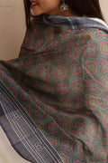 Luxurion World- Crafted Heirlooms - Blue Digital Printed Ajrakh Organza Dupatta with Handcrafted Tassels â€“ Traditional Wear for Women, Lightweight & Elegant - Luxurion World- Crafted Heirlooms