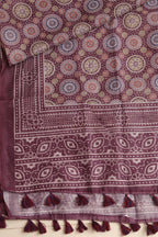 Luxurion World- Crafted Heirlooms - Purple Digital Printed Ajrakh Organza Dupatta with Handcrafted Tassels â€“ Traditional Wear for Women, Lightweight & Elegant - Luxurion World- Crafted Heirlooms