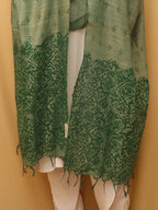 Green Linen Cotton Dupatta with Digital Print - Luxurion World