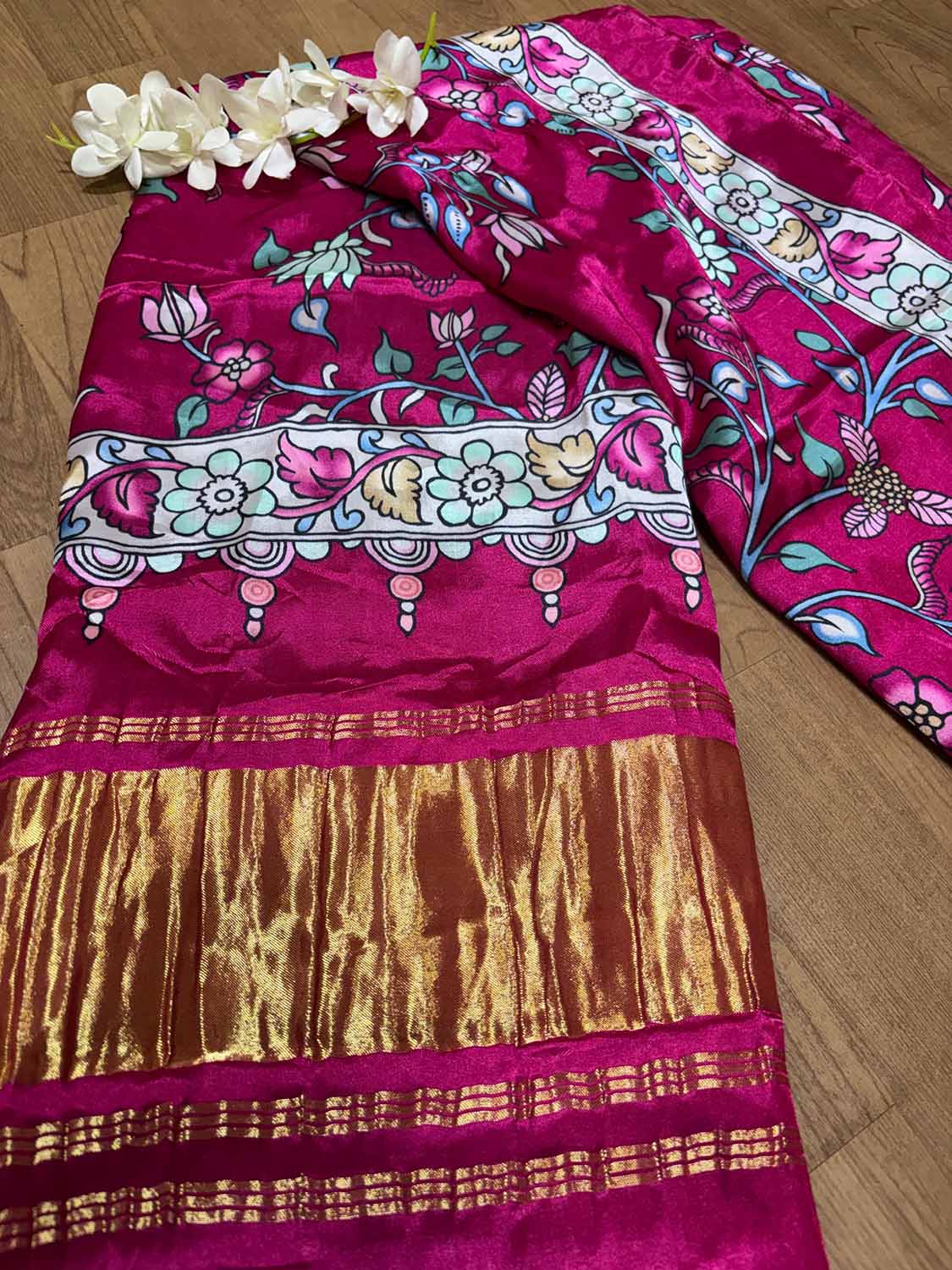Pink Digital Printed Floral Design Modal Silk Dupatta - Luxurion World