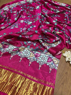 Pink Digital Printed Floral Design Modal Silk Dupatta - Luxurion World- Crafted Heirlooms