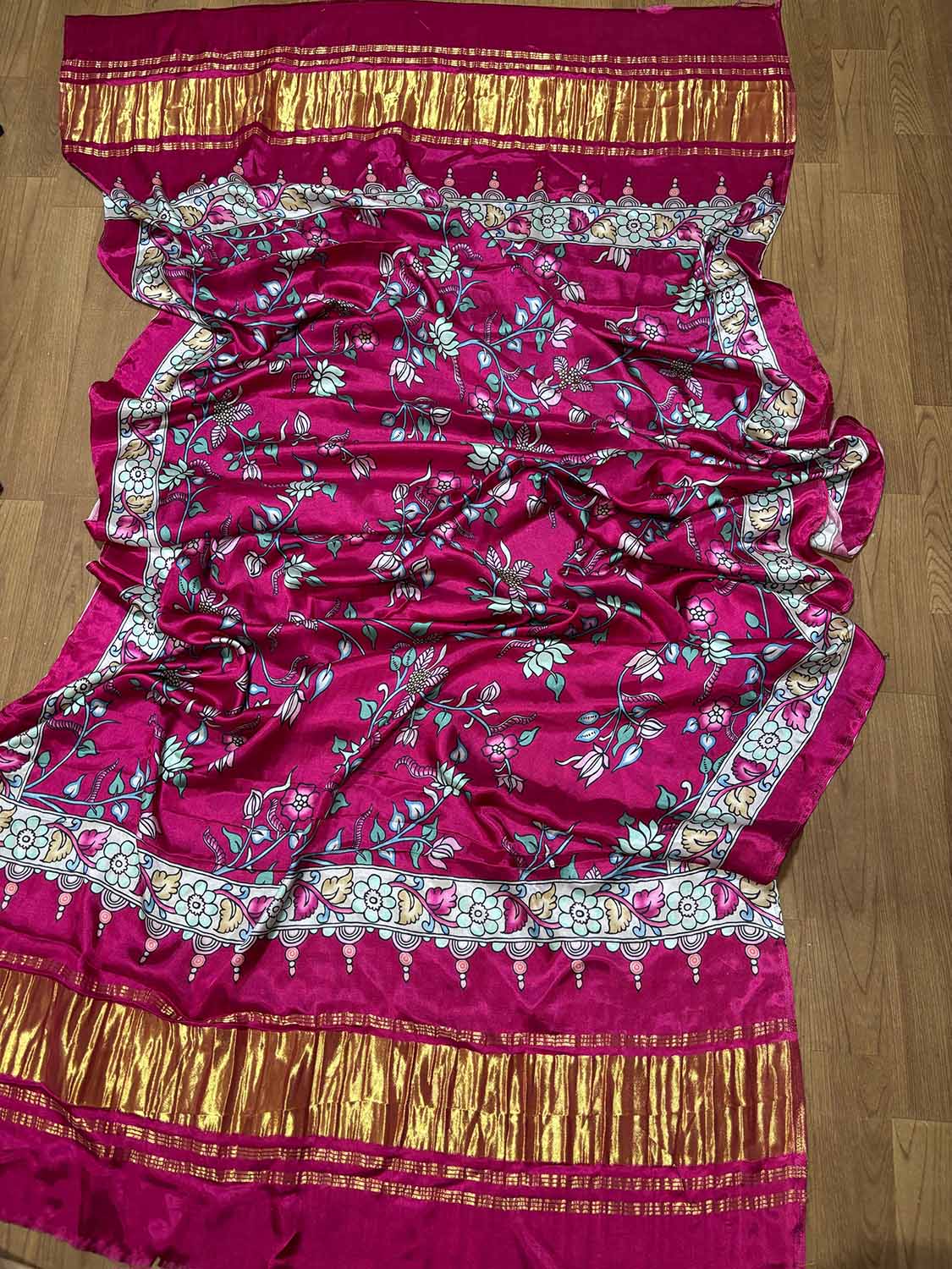 Pink Digital Printed Floral Design Modal Silk Dupatta - Luxurion World- Crafted Heirlooms