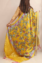 Yellow Digital Printed Floral Design Modal Silk Dupatta - Luxurion World- Crafted Heirlooms