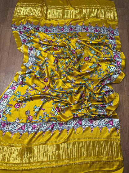 Yellow Digital Printed Floral Design Modal Silk Dupatta - Luxurion World