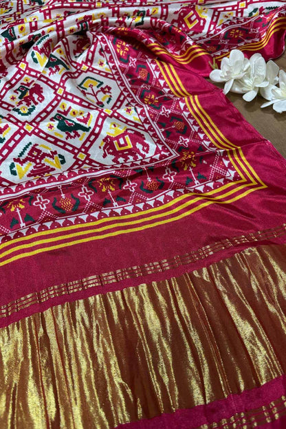 Stunning Pink Digital Printed Patola Design Modal Silk Dupatta - Luxurion World