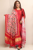 Stunning Pink Digital Printed Patola Design Modal Silk Dupatta - Luxurion World- Crafted Heirlooms