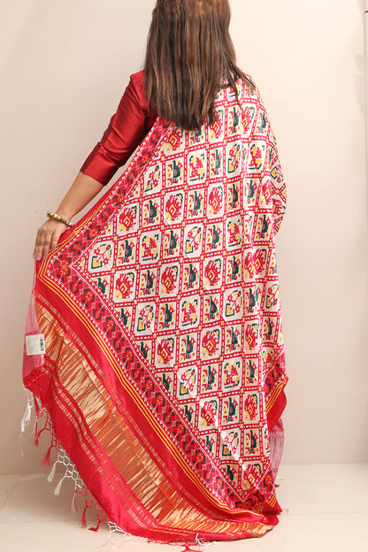 Stunning Pink Digital Printed Patola Design Modal Silk Dupatta - Luxurion World