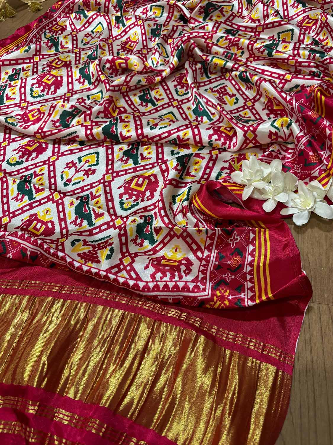 Stunning Pink Digital Printed Patola Design Modal Silk Dupatta - Luxurion World- Crafted Heirlooms