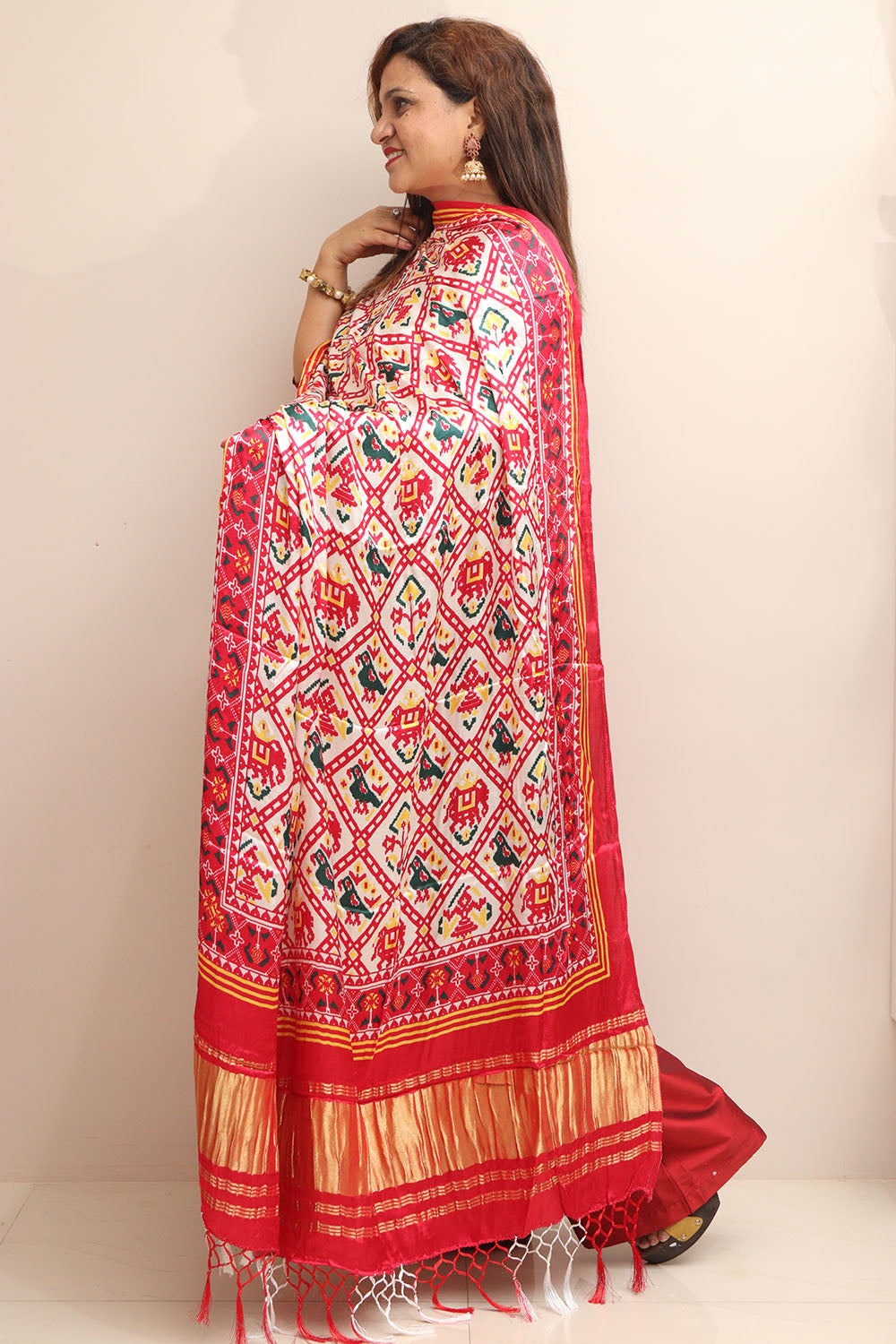 Stunning Pink Digital Printed Patola Design Modal Silk Dupatta - Luxurion World