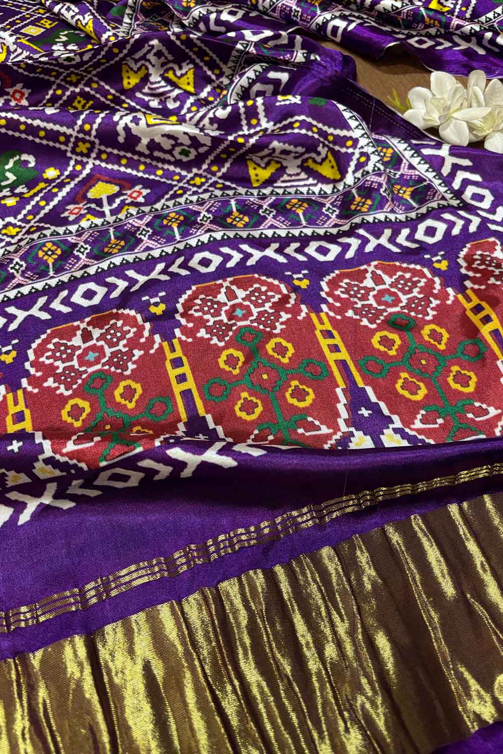 Purple Digital Printed Patola Design Modal Silk Dupatta - Luxurion World
