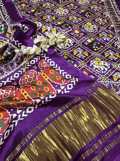 Purple Digital Printed Patola Design Modal Silk Dupatta - Luxurion World