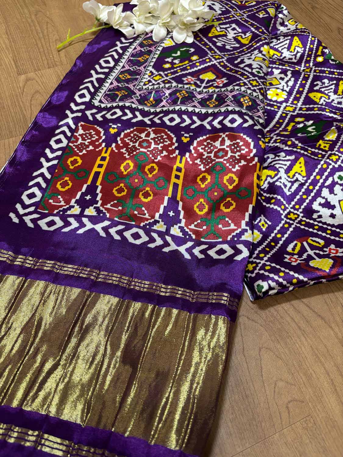 Purple Digital Printed Patola Design Modal Silk Dupatta - Luxurion World