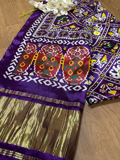 Purple Digital Printed Patola Design Modal Silk Dupatta - Luxurion World