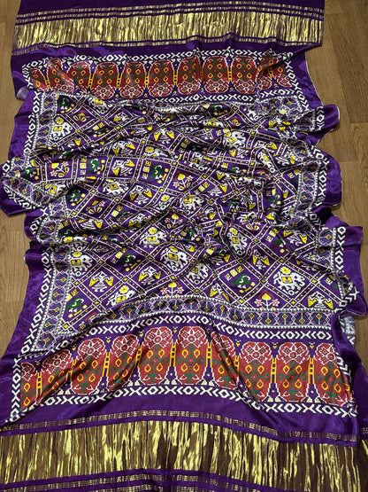 Purple Digital Printed Patola Design Modal Silk Dupatta - Luxurion World