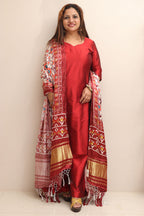Multicolor Digital Printed Patola Design Modal Silk Dupatta - Luxurion World- Crafted Heirlooms