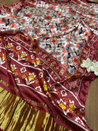 Multicolor Digital Printed Patola Design Modal Silk Dupatta - Luxurion World- Crafted Heirlooms