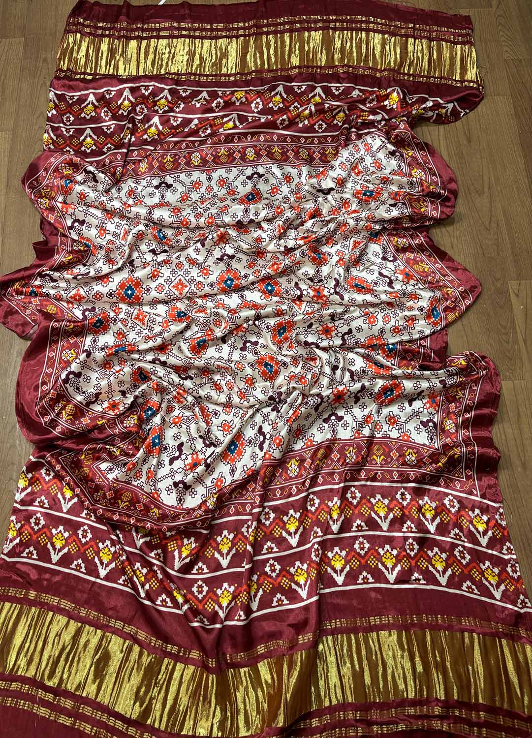 Multicolor Digital Printed Patola Design Modal Silk Dupatta - Luxurion World- Crafted Heirlooms