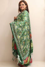 Stunning Green Digital Printed Patola Design Modal Silk Dupatta - Luxurion World- Crafted Heirlooms