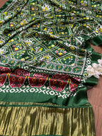Stunning Green Digital Printed Patola Design Modal Silk Dupatta - Luxurion World- Crafted Heirlooms