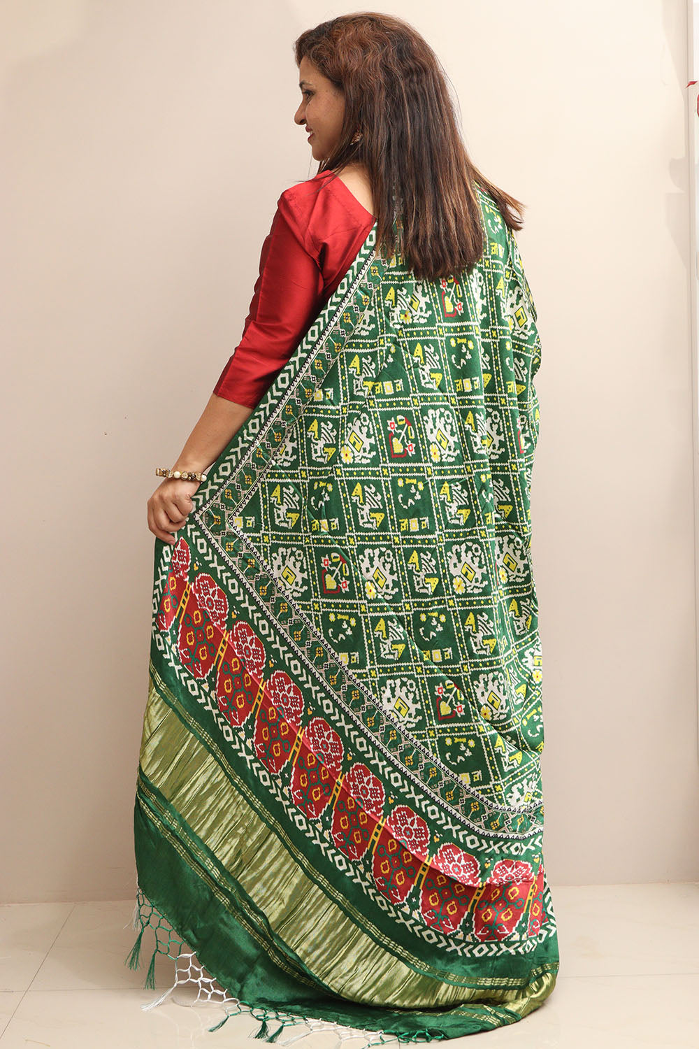 Stunning Green Digital Printed Patola Design Modal Silk Dupatta - Luxurion World- Crafted Heirlooms