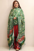 Stunning Green Digital Printed Patola Design Modal Silk Dupatta - Luxurion World- Crafted Heirlooms