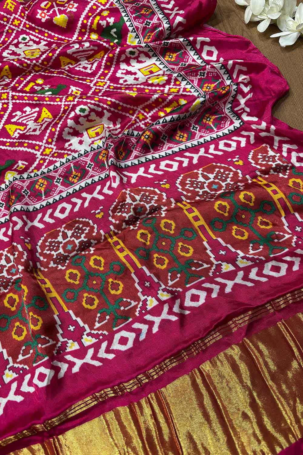 Stunning Pink Digital Printed Patola Design Modal Silk Dupatta - Luxurion World- Crafted Heirlooms
