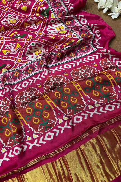 Stunning Pink Digital Printed Patola Design Modal Silk Dupatta - Luxurion World
