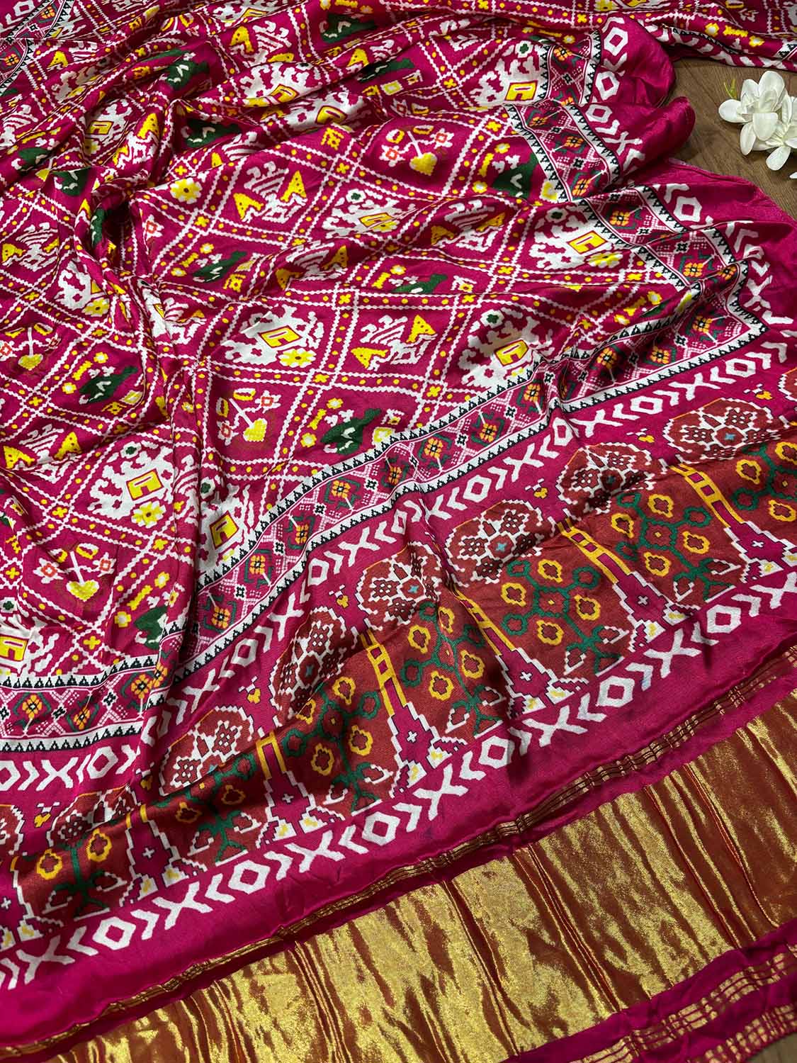 Stunning Pink Digital Printed Patola Design Modal Silk Dupatta - Luxurion World- Crafted Heirlooms