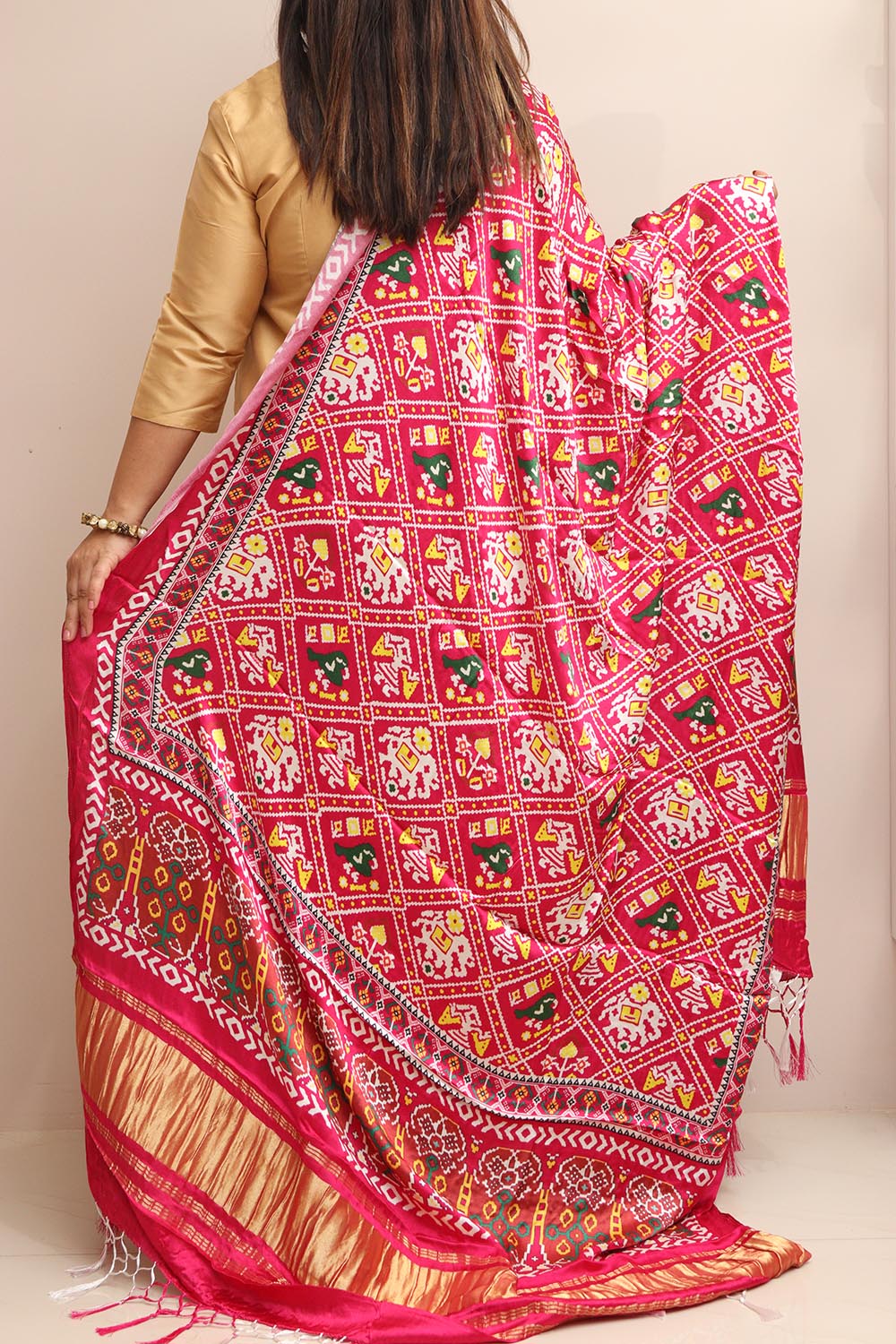 Stunning Pink Digital Printed Patola Design Modal Silk Dupatta - Luxurion World- Crafted Heirlooms