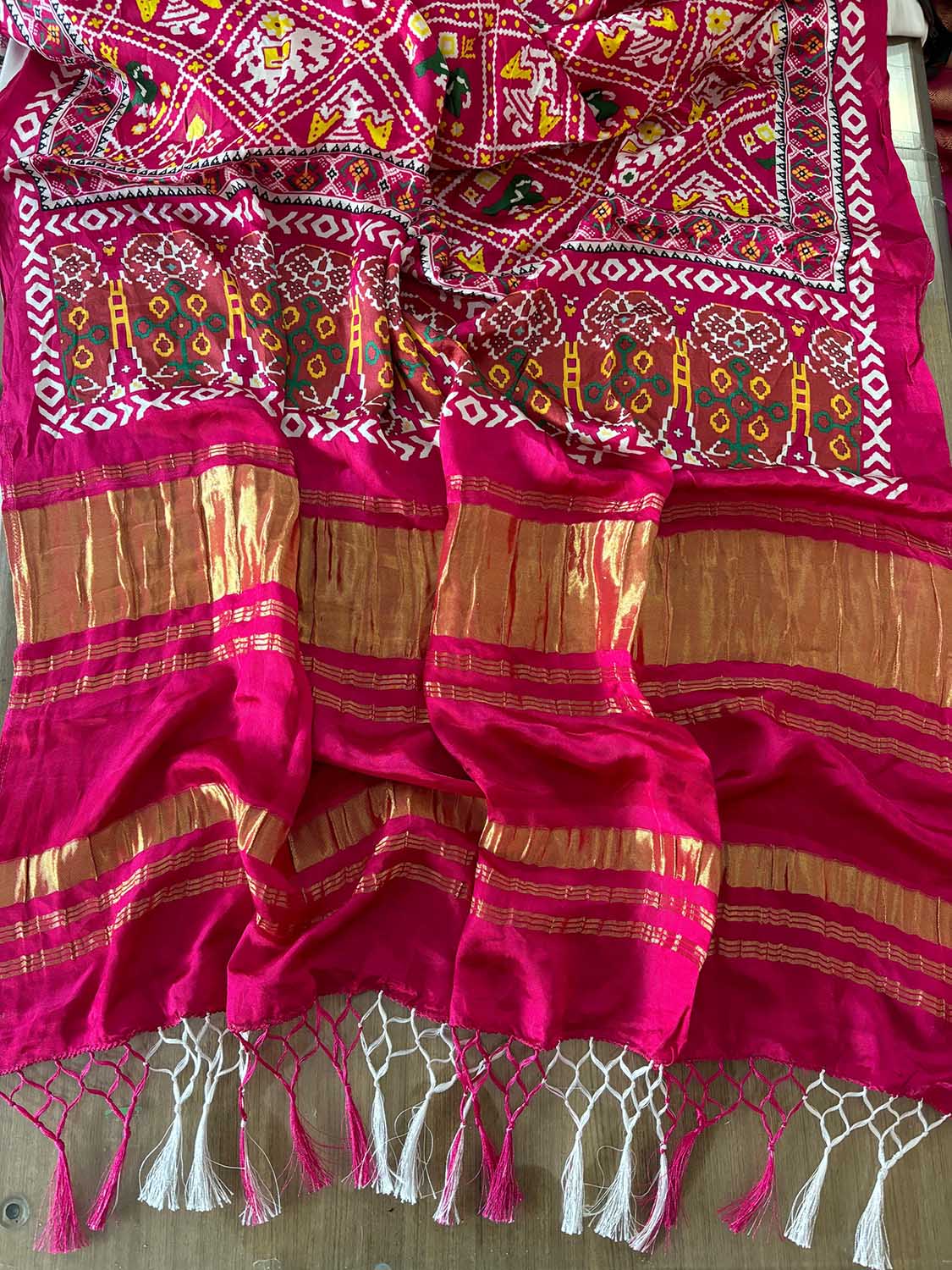 Stunning Pink Digital Printed Patola Design Modal Silk Dupatta - Luxurion World- Crafted Heirlooms