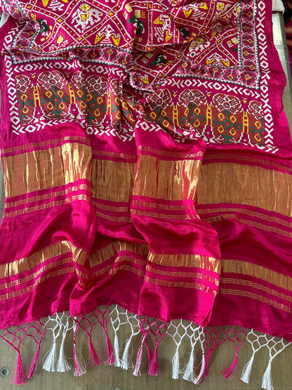 Stunning Pink Digital Printed Patola Design Modal Silk Dupatta - Luxurion World
