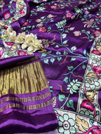 Purple Digital Printed Flower Design Modal Silk Dupatta - Luxurion World- Crafted Heirlooms